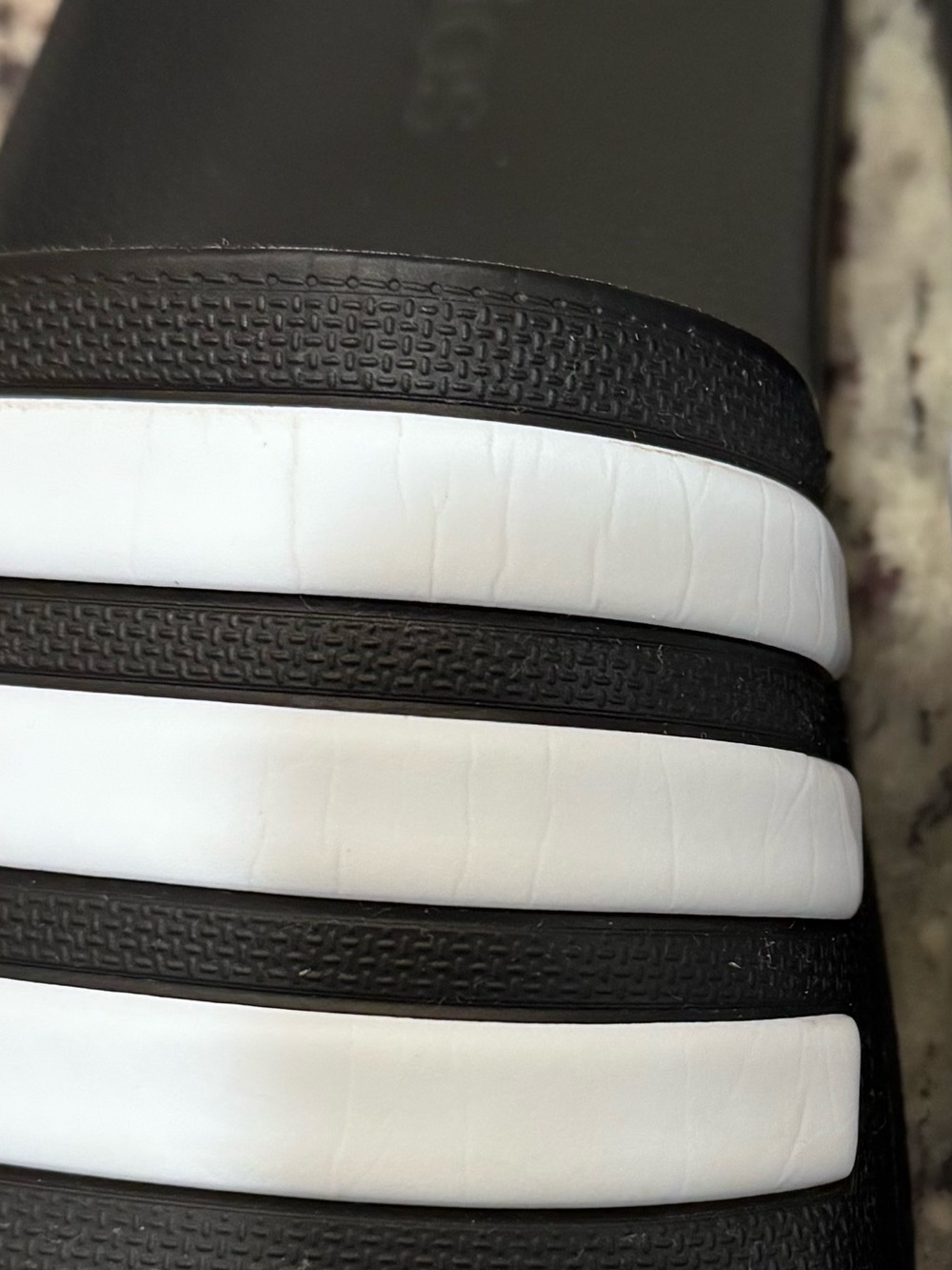Adidas Black & White Striped  cloudform Slide Sandals - Picture 5 of 5